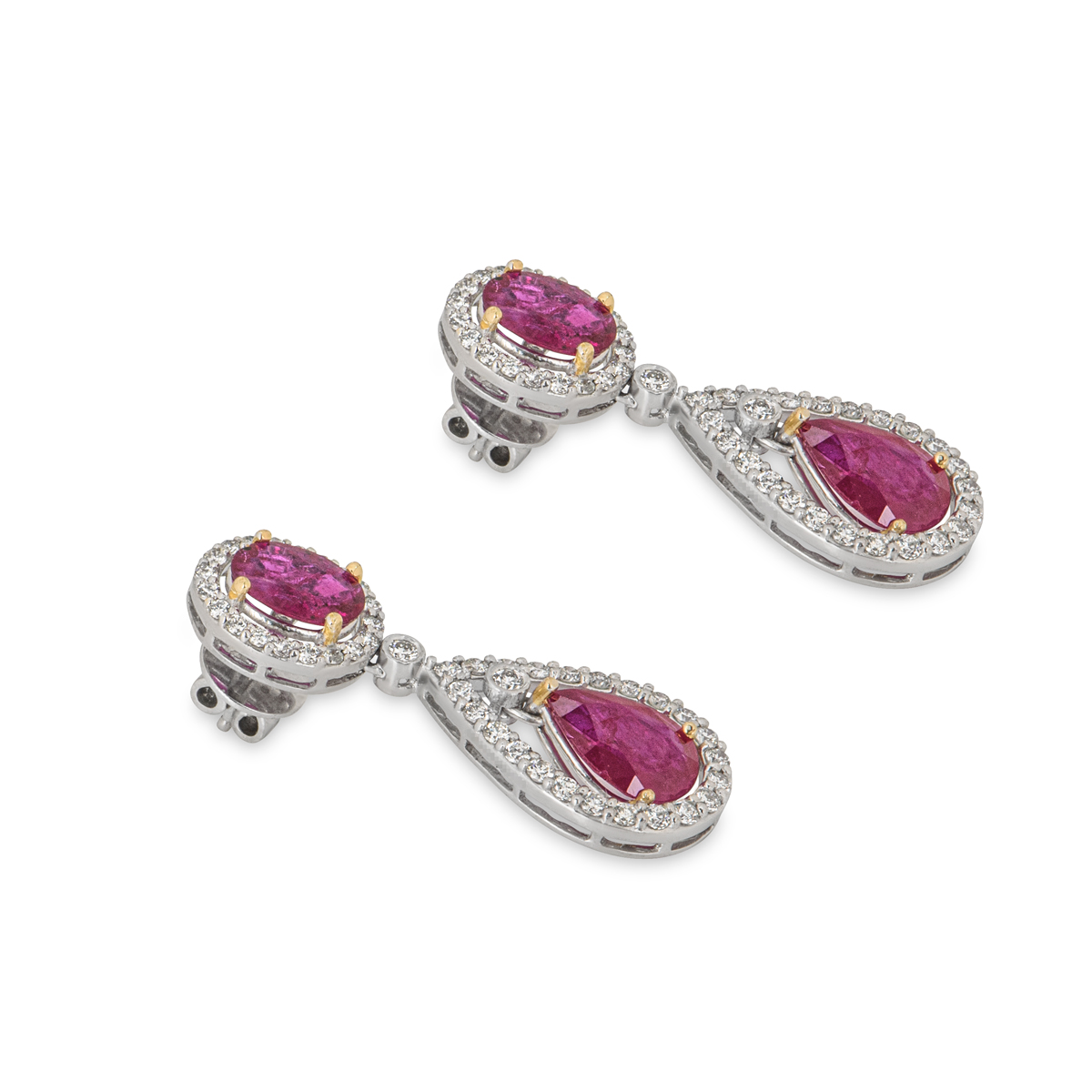 White Gold Ruby and Diamond Earrings 7.67ct